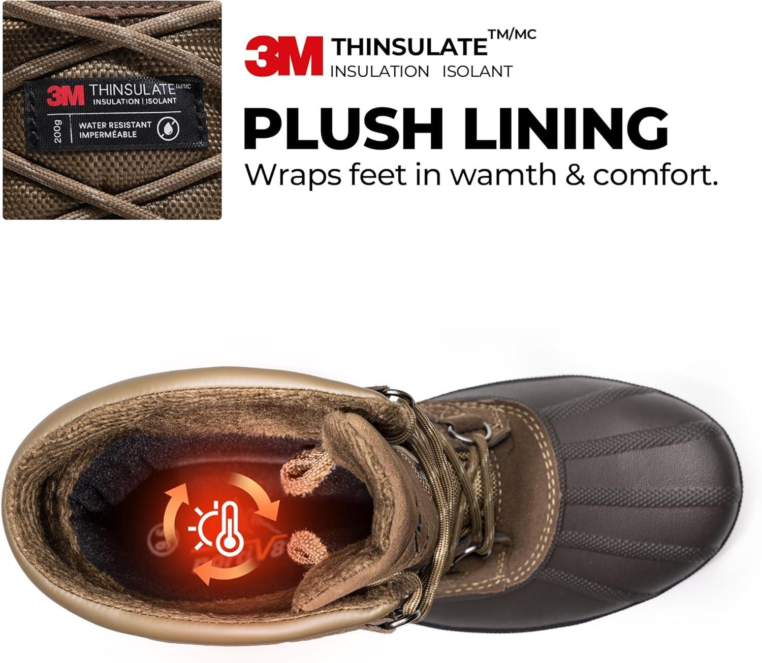 imageNORTIV 8 Mens Insulated Waterproof Work Winter Snow BootsKhakiBrown