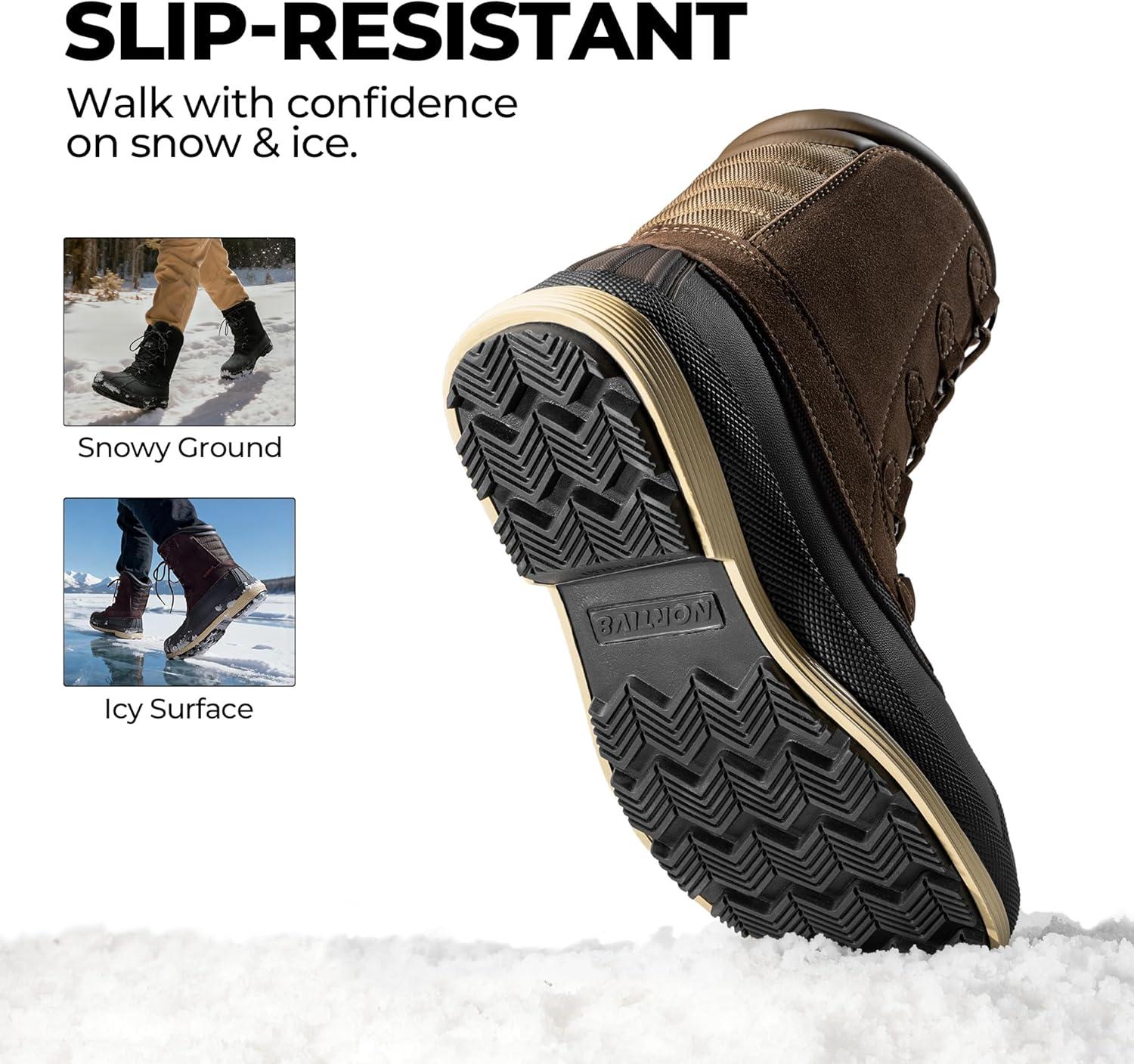 imageNORTIV 8 Mens Insulated Waterproof Work Winter Snow BootsKhakiBrown