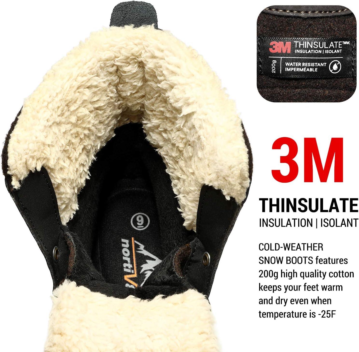 imageNORTIV 8 Mens Waterproof Winter Snow Boots AVENUEDarkBrownBlack