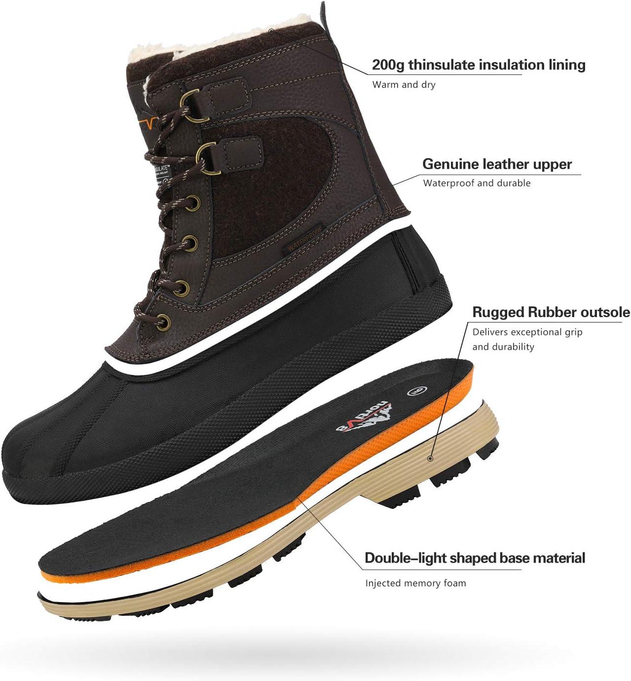imageNORTIV 8 Mens Waterproof Winter Snow Boots AVENUEDarkBrownBlack