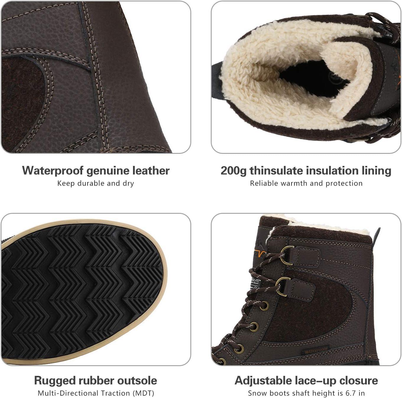 imageNORTIV 8 Mens Waterproof Winter Snow Boots AVENUEDarkBrownBlack