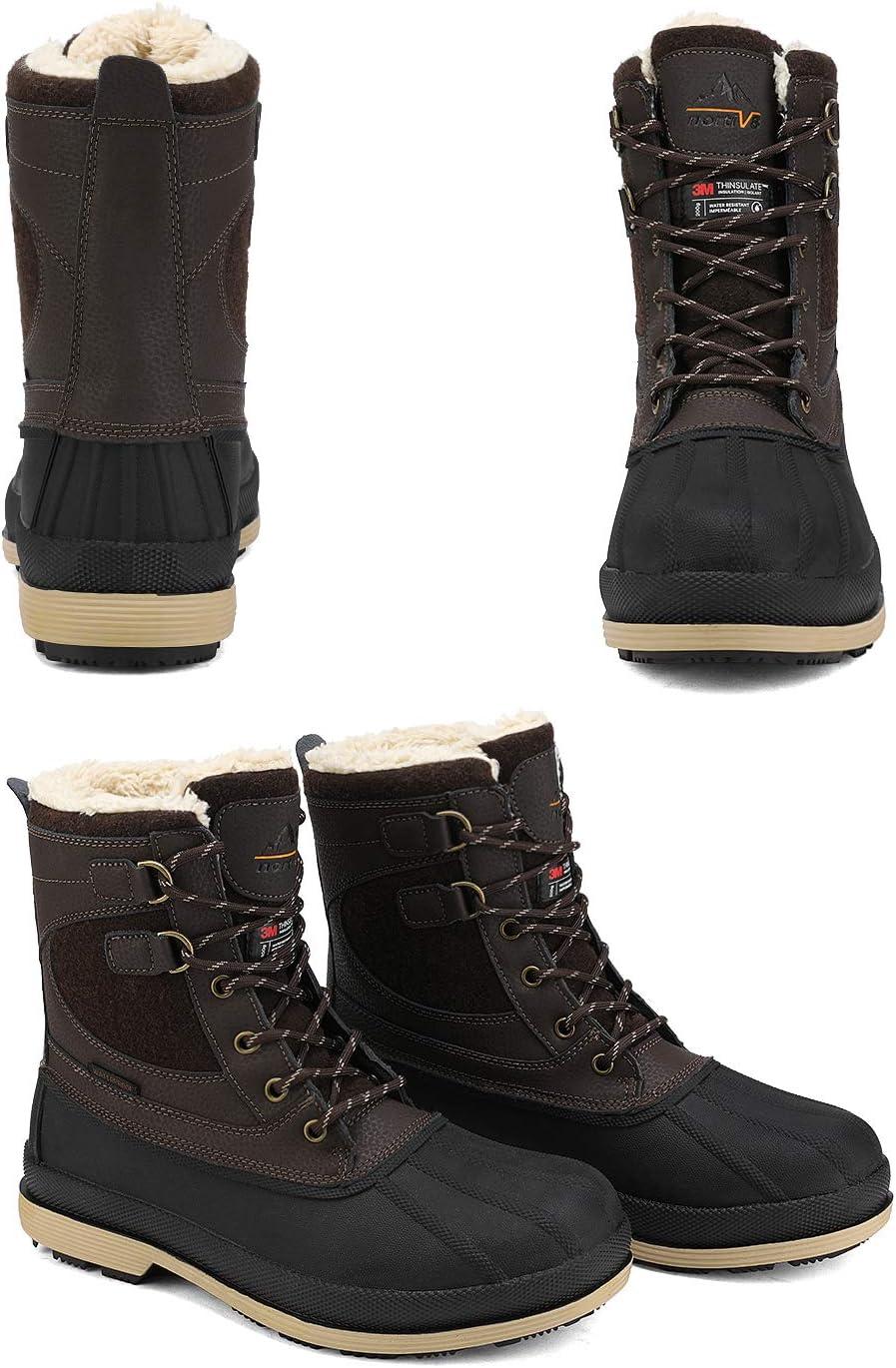 imageNORTIV 8 Mens Waterproof Winter Snow Boots AVENUEDarkBrownBlack