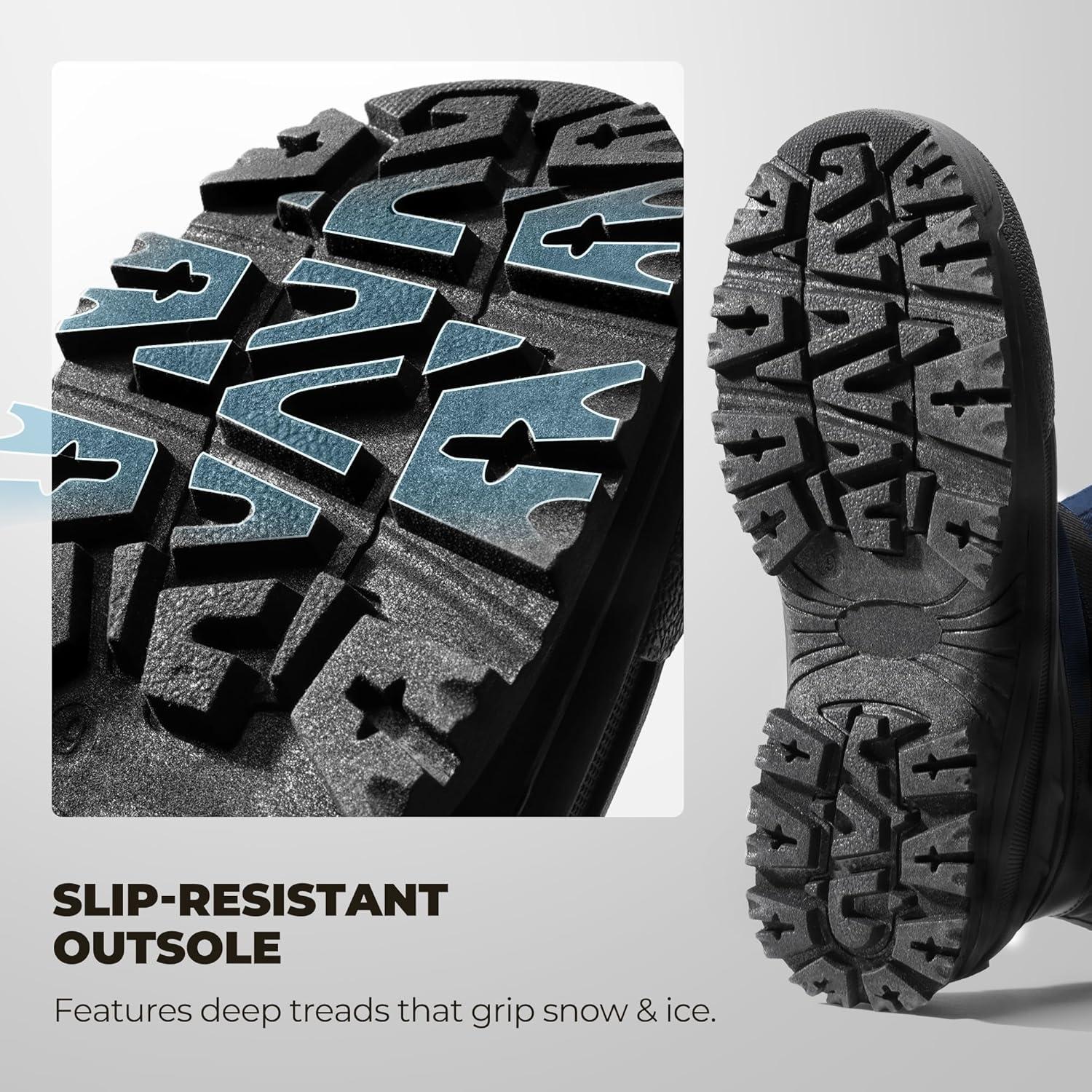 imageNORTIV 8 Mens Waterproof Winter Snow Boots Insulated Fur Liner Lightweight Outdoor Tall BootsBlueBlack