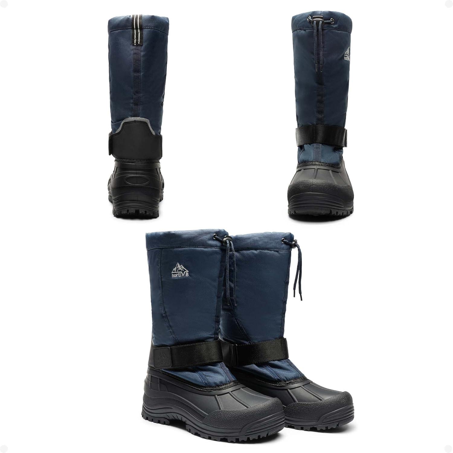 imageNORTIV 8 Mens Waterproof Winter Snow Boots Insulated Fur Liner Lightweight Outdoor Tall BootsBlueBlack