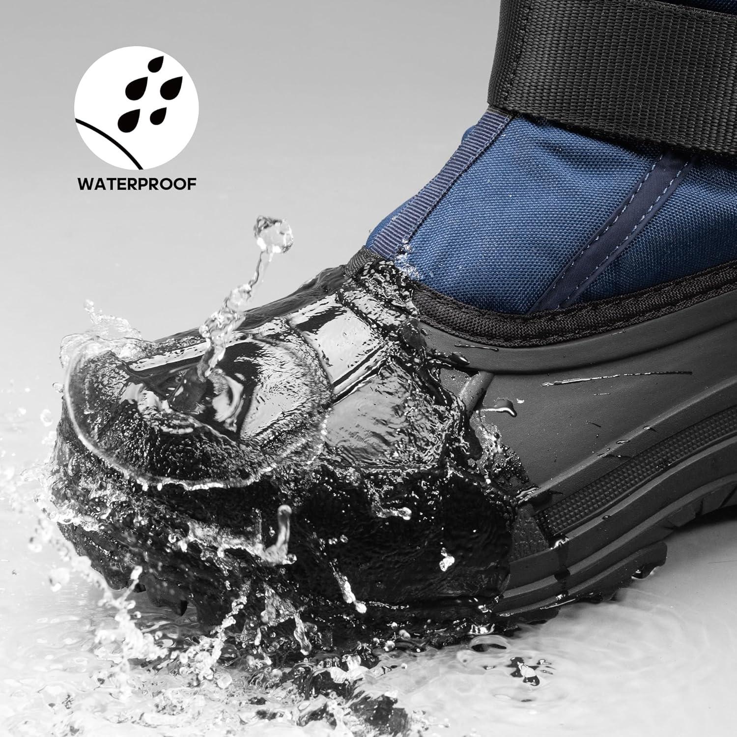 imageNORTIV 8 Mens Waterproof Winter Snow Boots Insulated Fur Liner Lightweight Outdoor Tall BootsBlueBlack