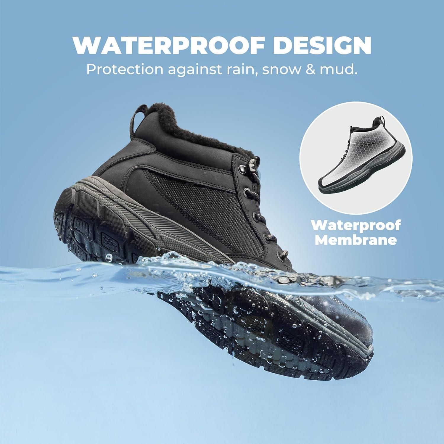 imageNORTIV 8 Mens Waterproof Winter Snow Boots Lightweight Hiking Casual Chukka Ankle BootsBlack