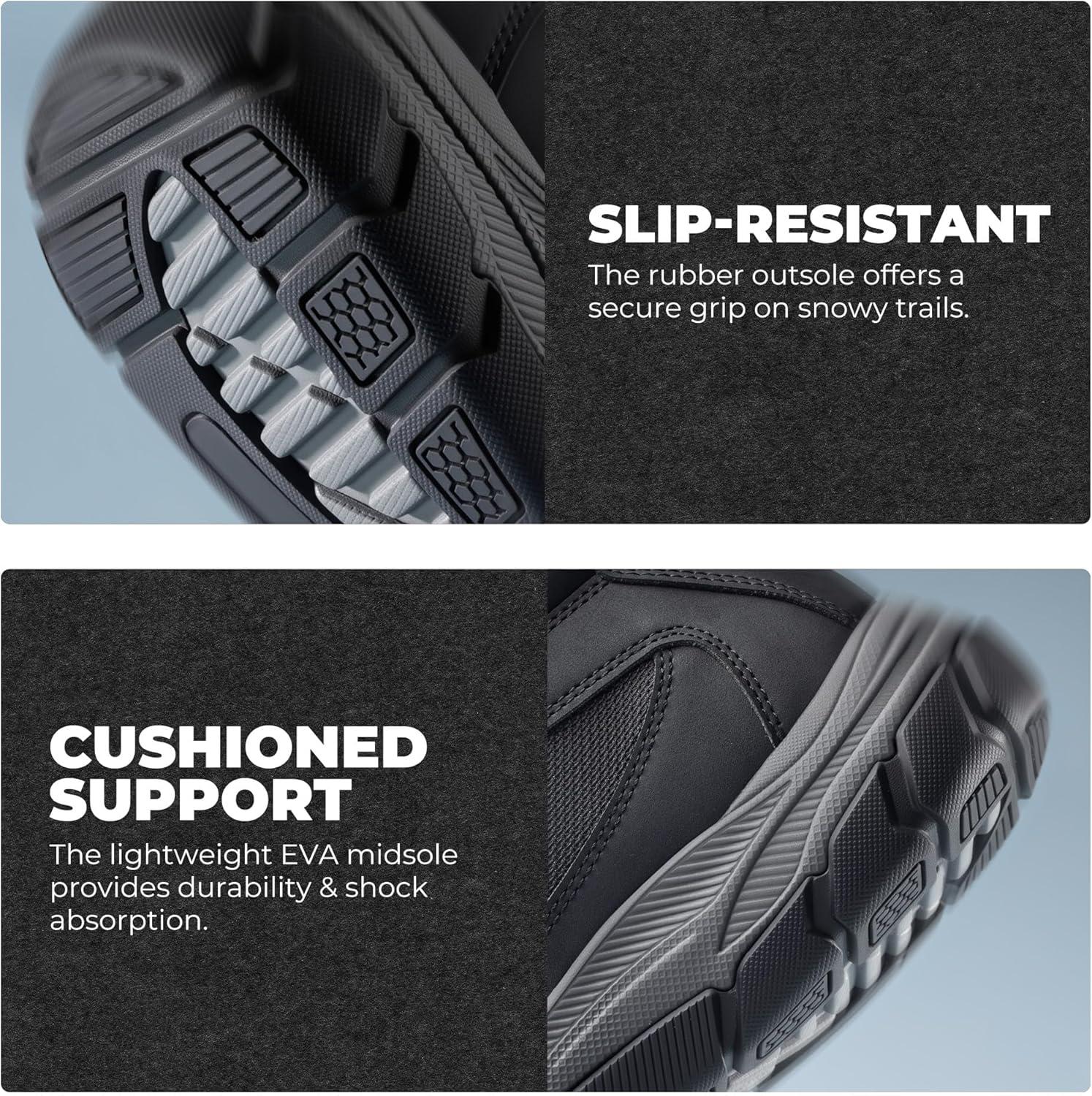 imageNORTIV 8 Mens Waterproof Winter Snow Boots Lightweight Hiking Casual Chukka Ankle BootsBlack