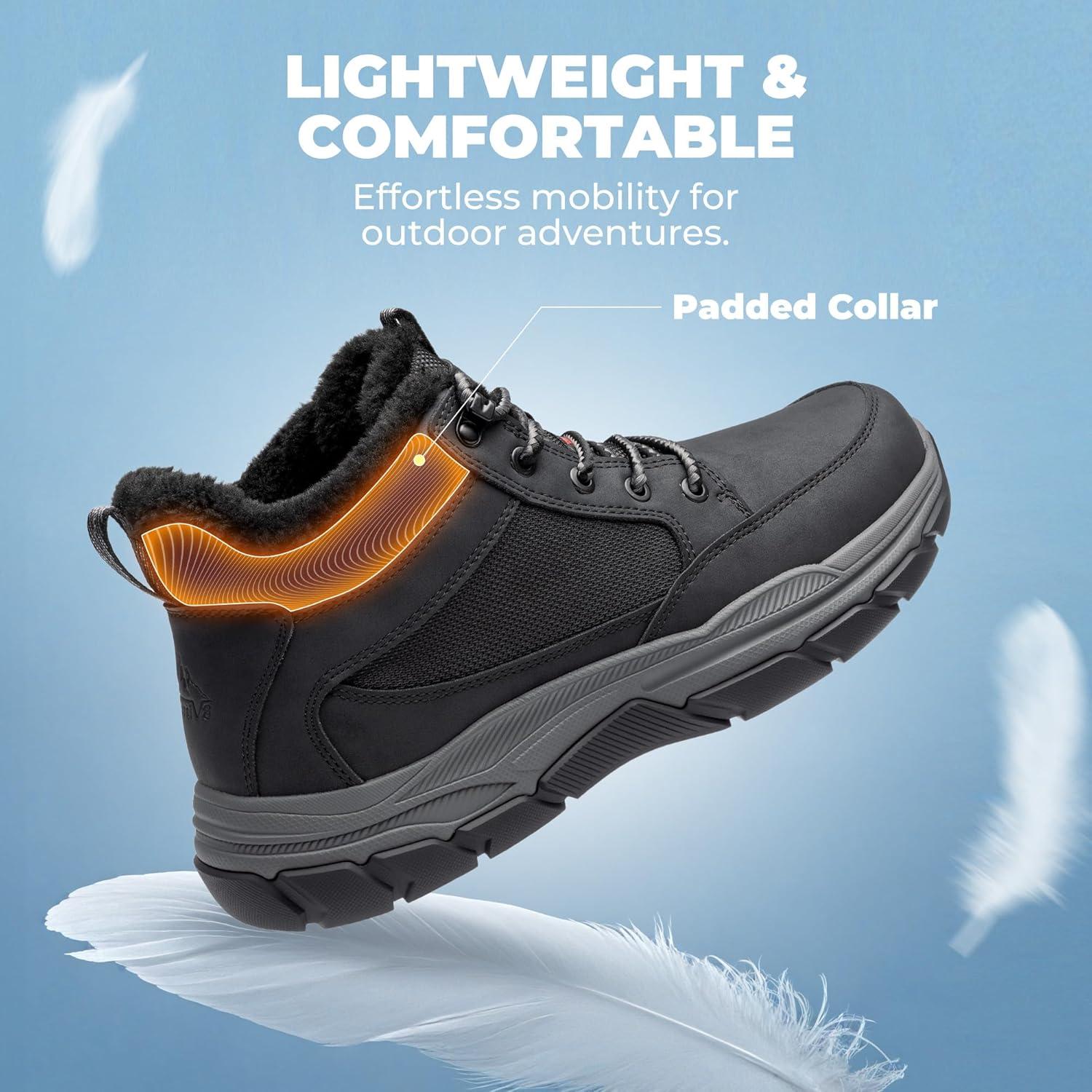 imageNORTIV 8 Mens Waterproof Winter Snow Boots Lightweight Hiking Casual Chukka Ankle BootsBlack