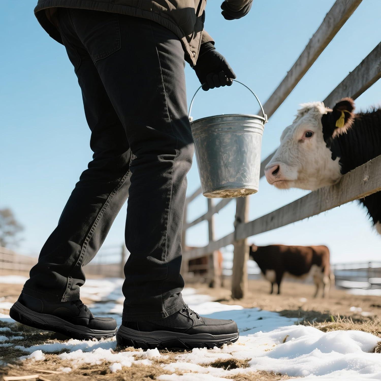 imageNORTIV 8 Mens Waterproof Winter Snow Boots Lightweight Hiking Casual Chukka Ankle BootsBlack