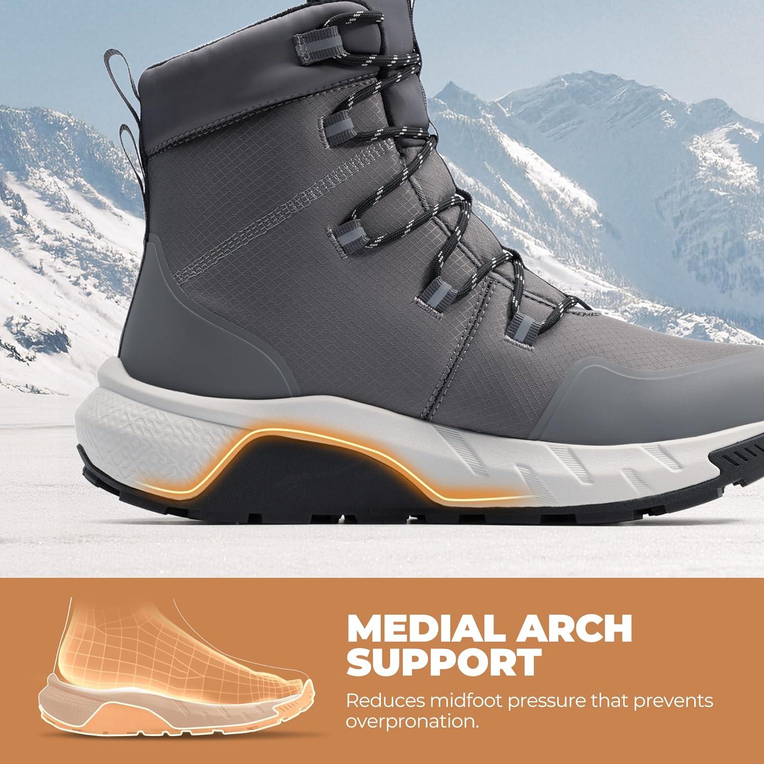 imageNORTIV 8 Mens Wide Winter Boots Grip on Snow Ice Insulated Waterproof Lightweight Comfortable Hiking Outdoor BootsDark Grey