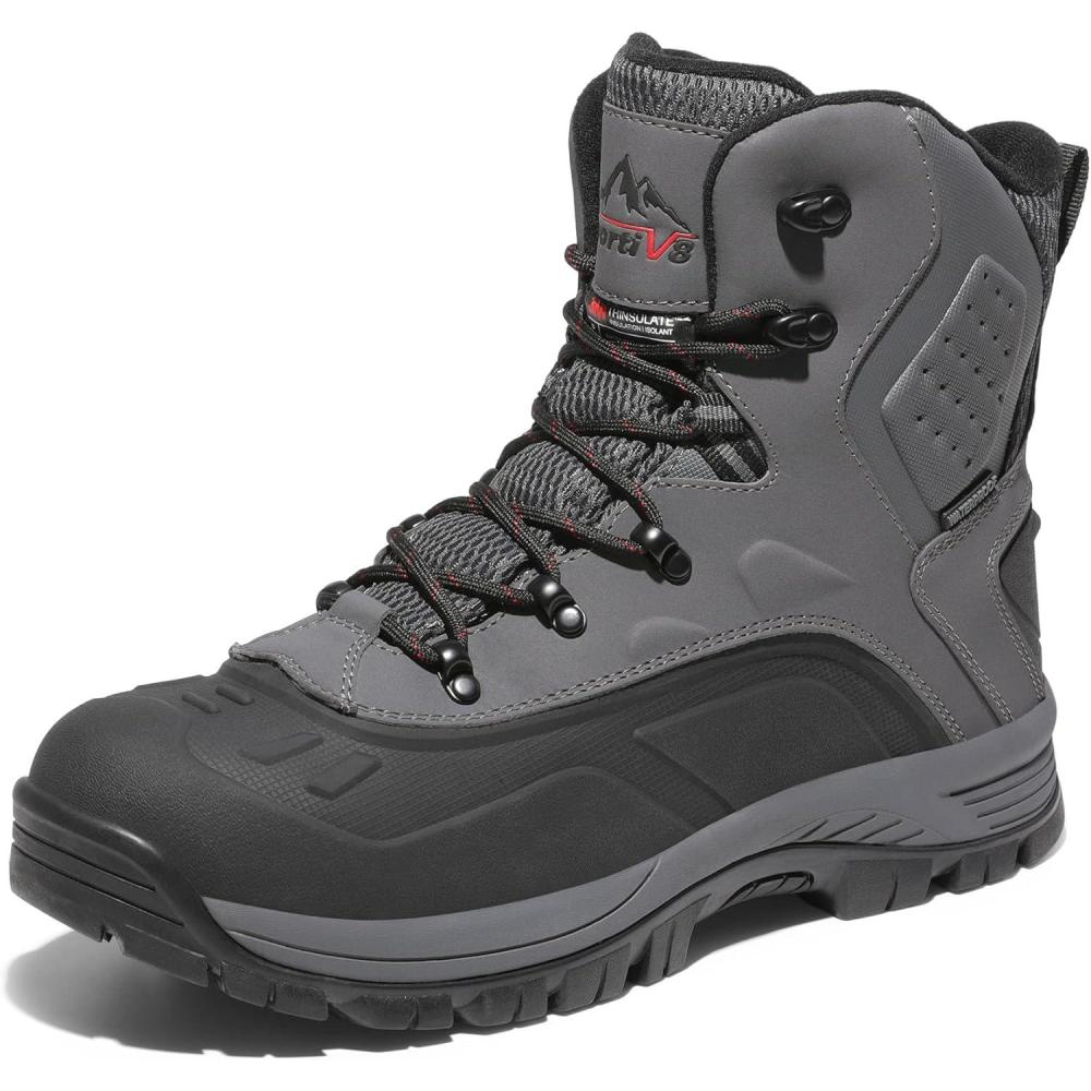 imageNORTIV 8 Mens Insulated Waterproof Construction Hiking Winter Snow BootsGrey