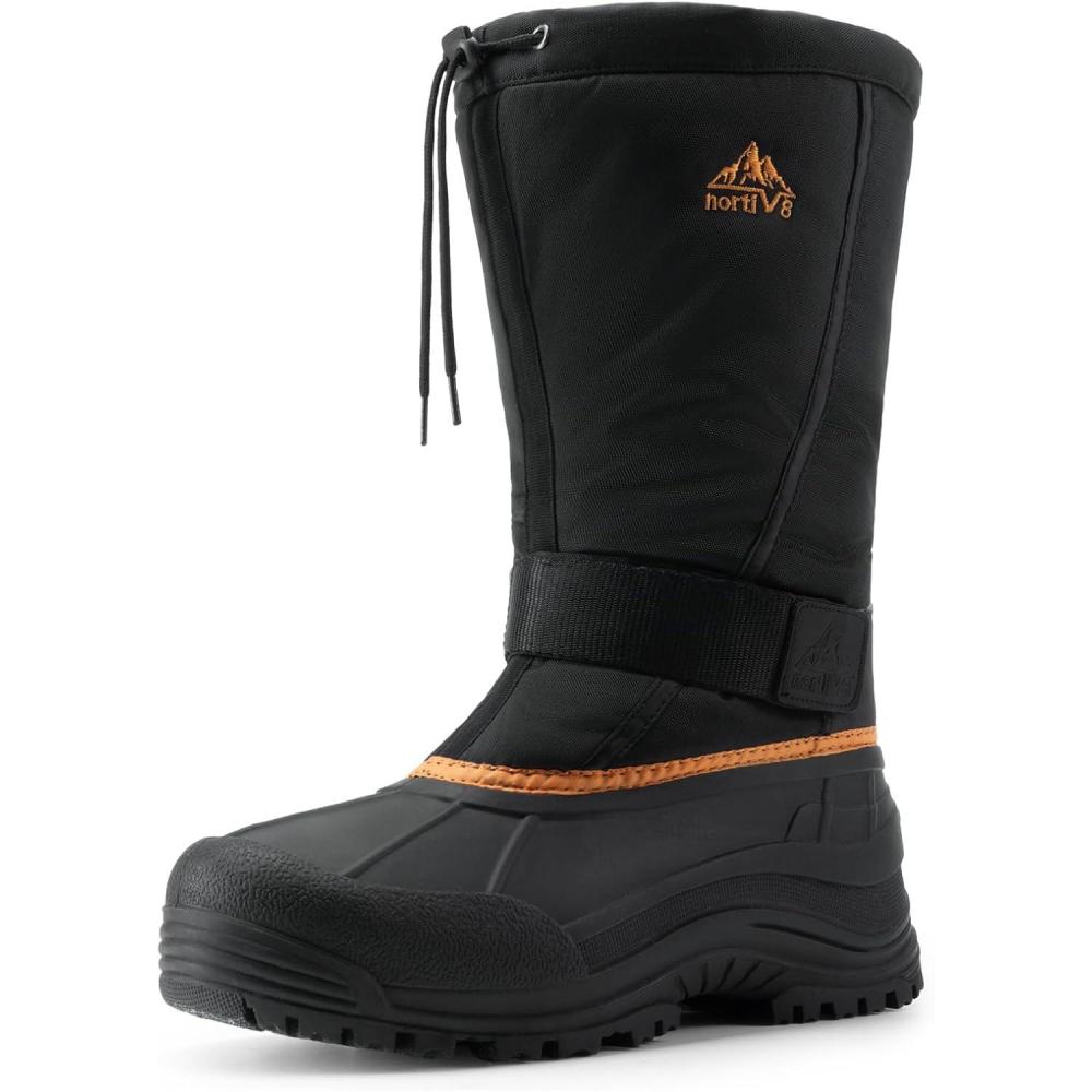 imageNORTIV 8 Mens Waterproof Winter Snow Boots Insulated Fur Liner Lightweight Outdoor Tall BootsBlackOrange