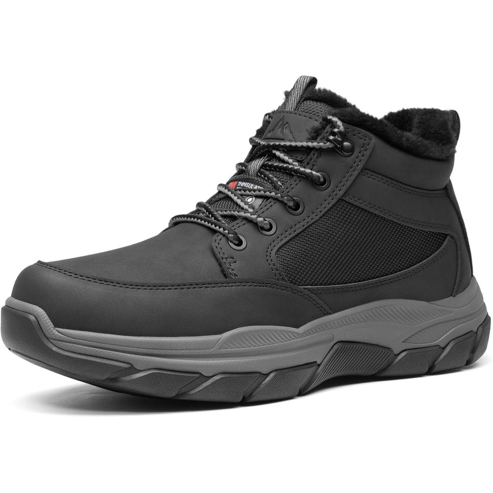 imageNORTIV 8 Mens Waterproof Winter Snow Boots Lightweight Hiking Casual Chukka Ankle BootsBlack