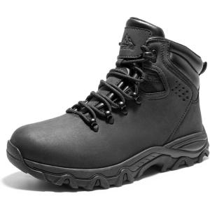 NORTIV 8 Mens Hiking Winter Snow Insulated Waterproof Outdoor Boots(Black)