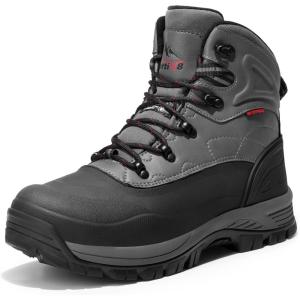 NORTIV 8 Men’s Insulated Waterproof Construction Hiking Winter Snow Boots(Grey/1)