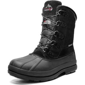 NORTIV 8 Men’s Insulated Waterproof Work Winter Snow Boots(Black)
