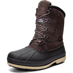 NORTIV 8 Men’s Insulated Waterproof Work Winter Snow Boots(Dark/Brown/Black)