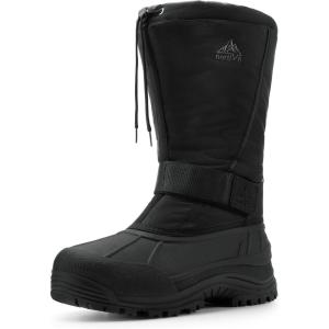 NORTIV 8 Men’s Waterproof Winter Snow Boots Insulated Fur Liner Lightweight Outdoor Tall Boots(Black)