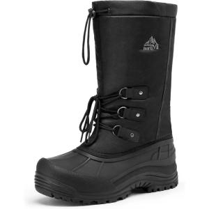 NORTIV 8 Men’s Waterproof Winter Snow Boots Insulated Fur Liner Lightweight Outdoor Tall Boots(Black-2m)