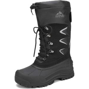 NORTIV 8 Men’s Waterproof Winter Snow Boots Insulated Fur Liner Lightweight Outdoor Tall Boots(Mt01-black)
