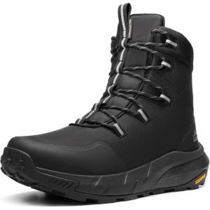 NORTIV 8 Men’s Wide Winter Boots Grip on Snow Ice Insulated Waterproof Lightweight Comfortable Hiking Outdoor Boots(Black)