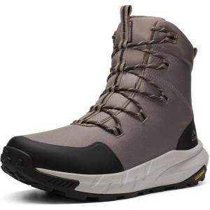 NORTIV 8 Men’s Wide Winter Boots Grip on Snow Ice Insulated Waterproof Lightweight Comfortable Hiking Outdoor Boots(Black/Coffee)