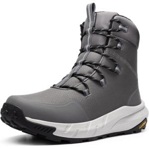 NORTIV 8 Men’s Wide Winter Boots Grip on Snow Ice Insulated Waterproof Lightweight Comfortable Hiking Outdoor Boots(Dark Grey)