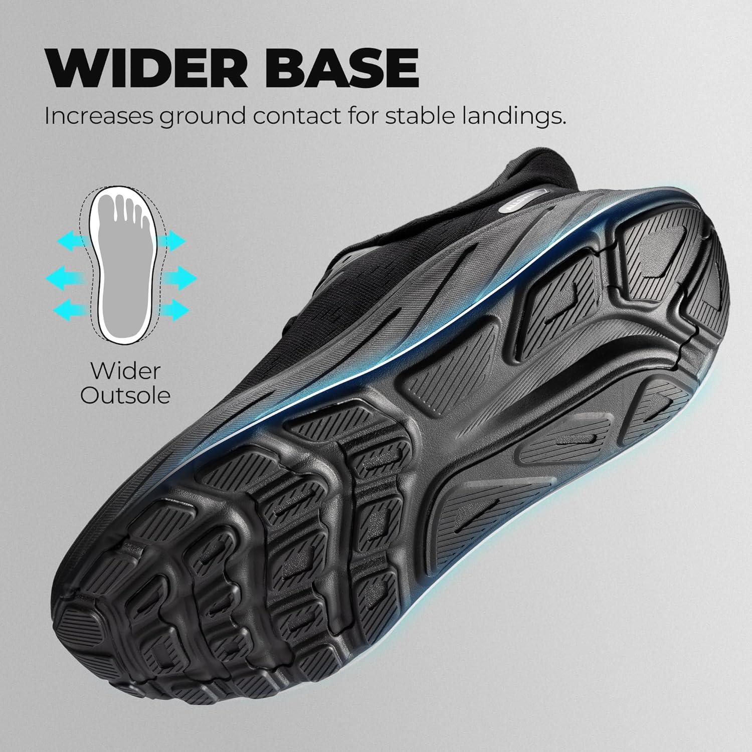 imageMens Slip On Stability Walking Running Shoes Hands Free Tennis NonSlip Comfortable Workout Gym Breathable Lightweight StediBase Fashion SneakersAll Black