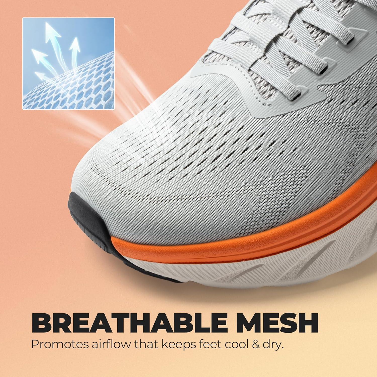 imageMens Slip On Stability Walking Running Shoes Hands Free Tennis NonSlip Comfortable Workout Gym Breathable Lightweight StediBase Fashion SneakersGrey