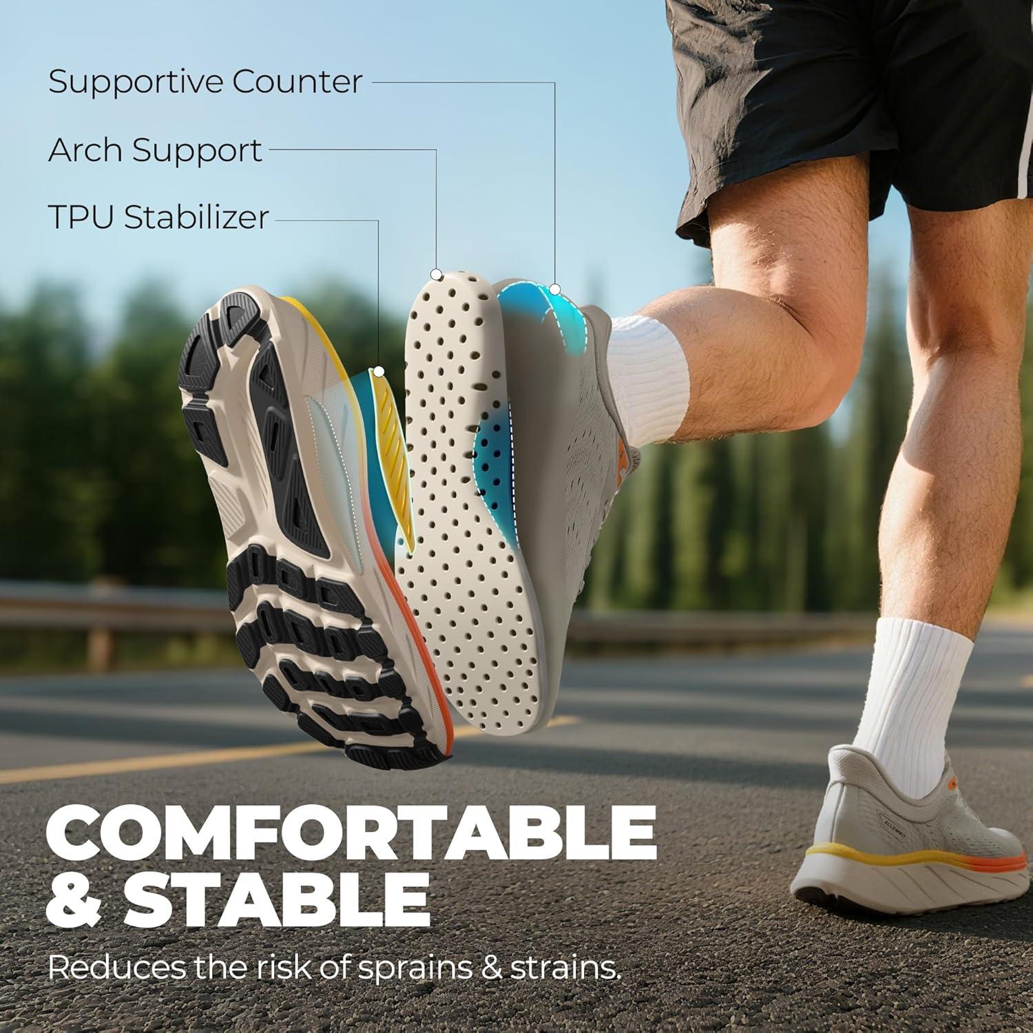 imageMens Slip On Stability Walking Running Shoes Hands Free Tennis NonSlip Comfortable Workout Gym Breathable Lightweight StediBase Fashion SneakersGrey