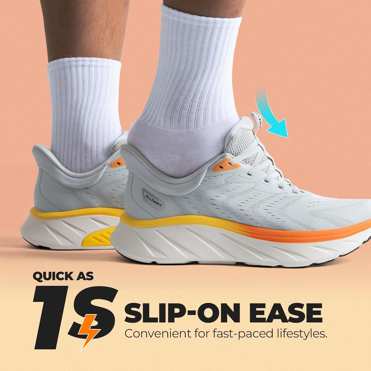 imageMens Slip On Stability Walking Running Shoes Hands Free Tennis NonSlip Comfortable Workout Gym Breathable Lightweight StediBase Fashion SneakersGrey