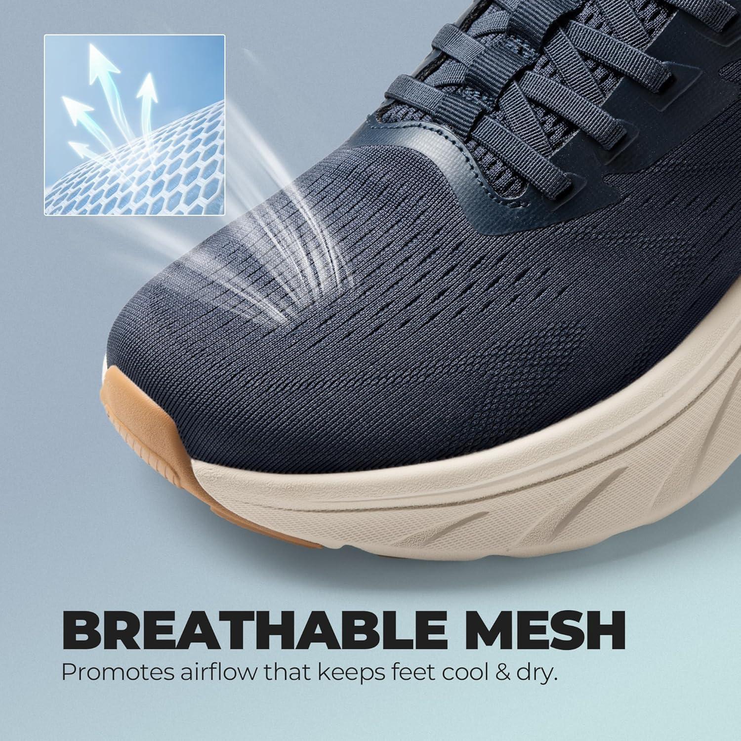 imageMens Slip On Stability Walking Running Shoes Hands Free Tennis NonSlip Comfortable Workout Gym Breathable Lightweight StediBase Fashion SneakersNavy