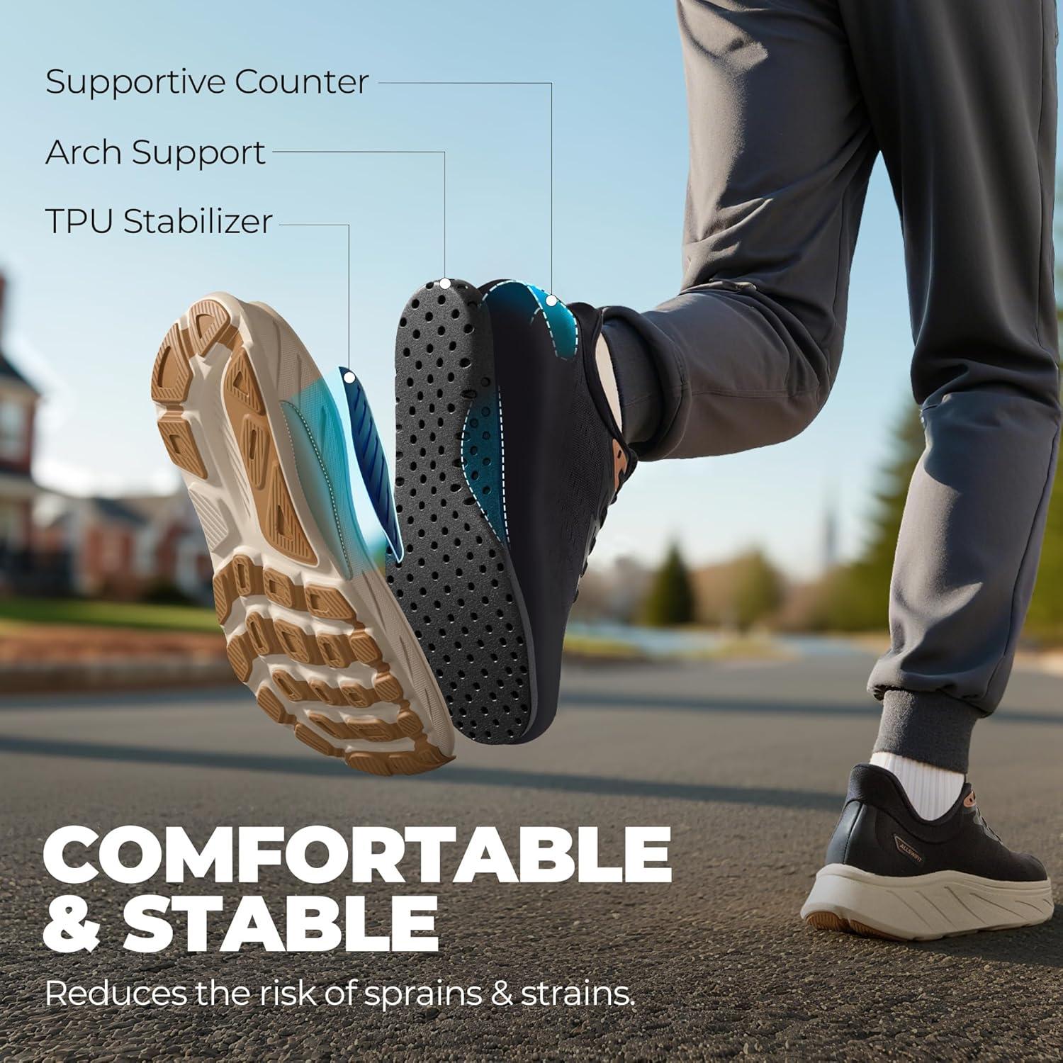 imageMens Slip On Stability Walking Running Shoes Hands Free Tennis NonSlip Comfortable Workout Gym Breathable Lightweight StediBase Fashion SneakersNavy