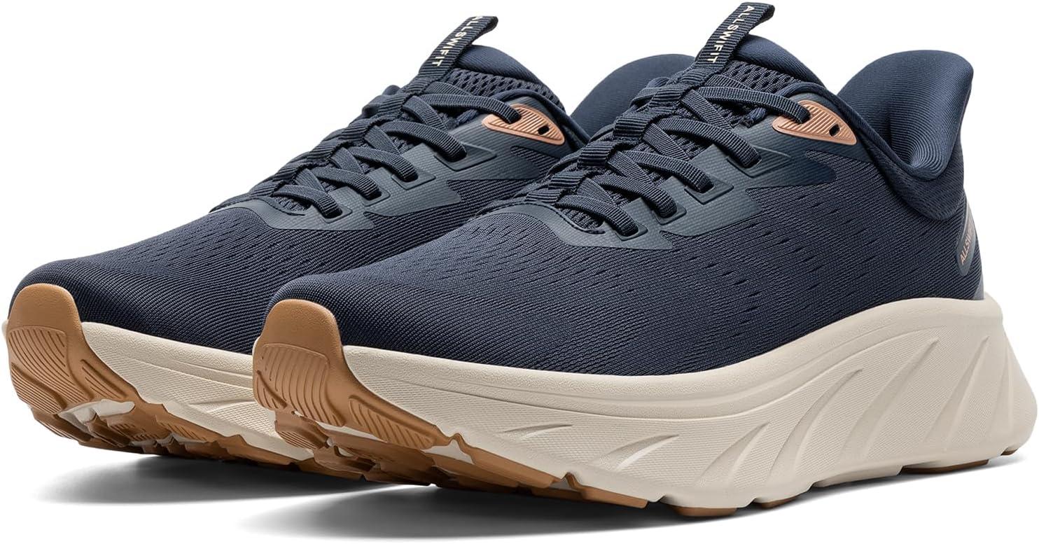 imageMens Slip On Stability Walking Running Shoes Hands Free Tennis NonSlip Comfortable Workout Gym Breathable Lightweight StediBase Fashion SneakersNavy