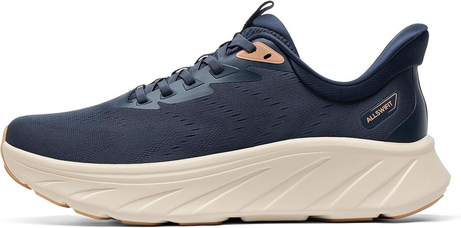 imageMens Slip On Stability Walking Running Shoes Hands Free Tennis NonSlip Comfortable Workout Gym Breathable Lightweight StediBase Fashion SneakersNavy