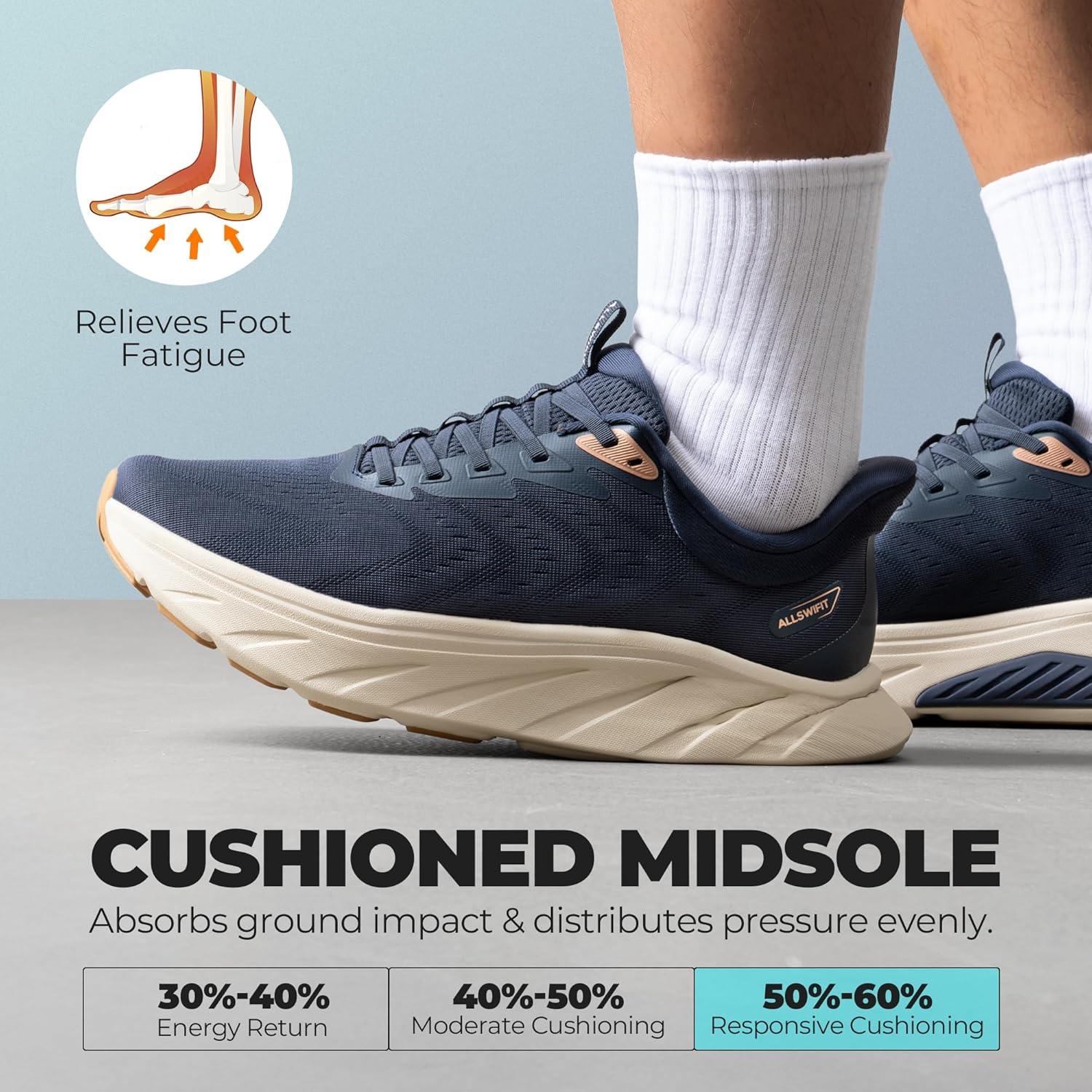 imageMens Slip On Stability Walking Running Shoes Hands Free Tennis NonSlip Comfortable Workout Gym Breathable Lightweight StediBase Fashion SneakersNavy