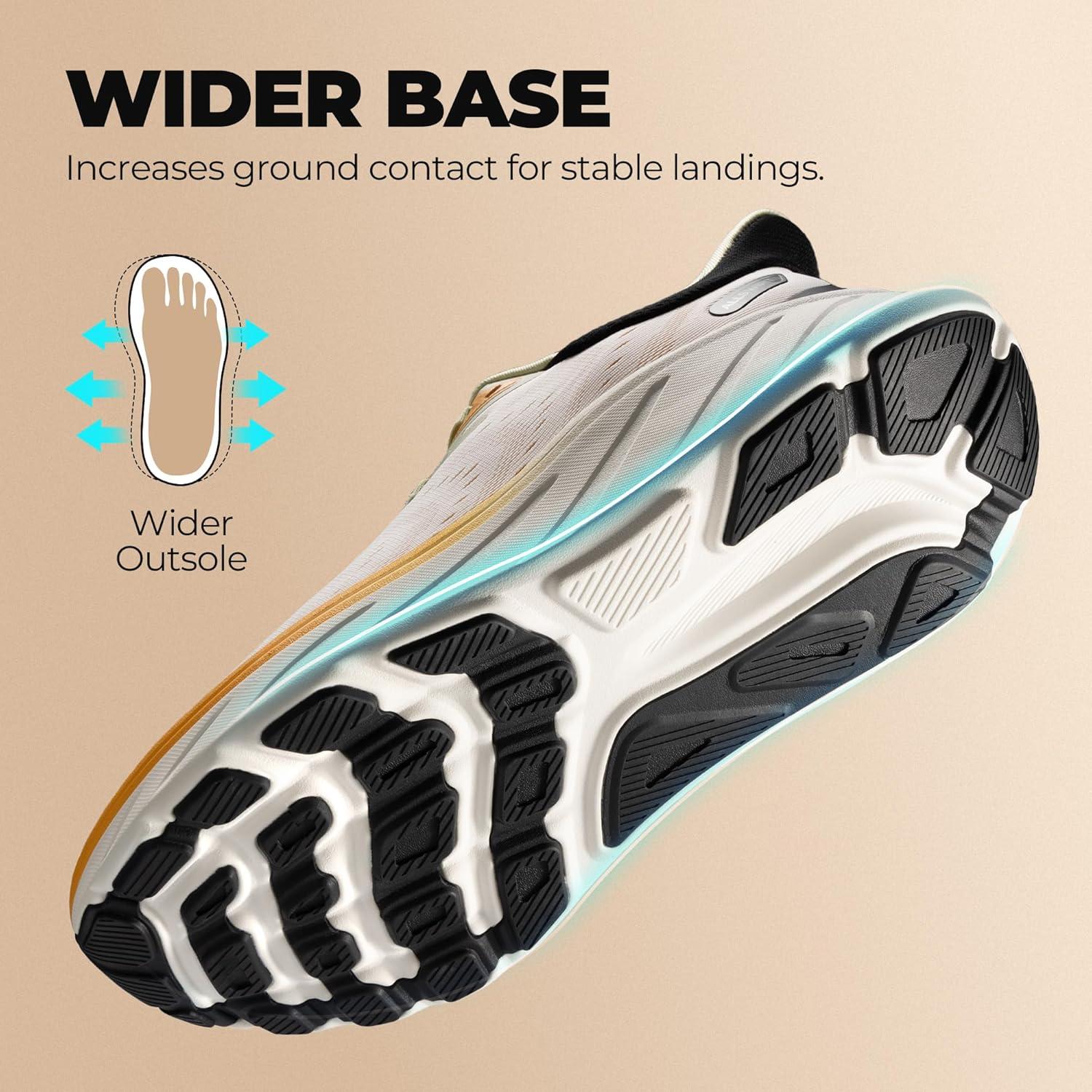 imageMens Slip On Stability Walking Running Shoes Hands Free Tennis NonSlip Comfortable Workout Gym Breathable Lightweight StediBase Fashion SneakersWhiteOrange