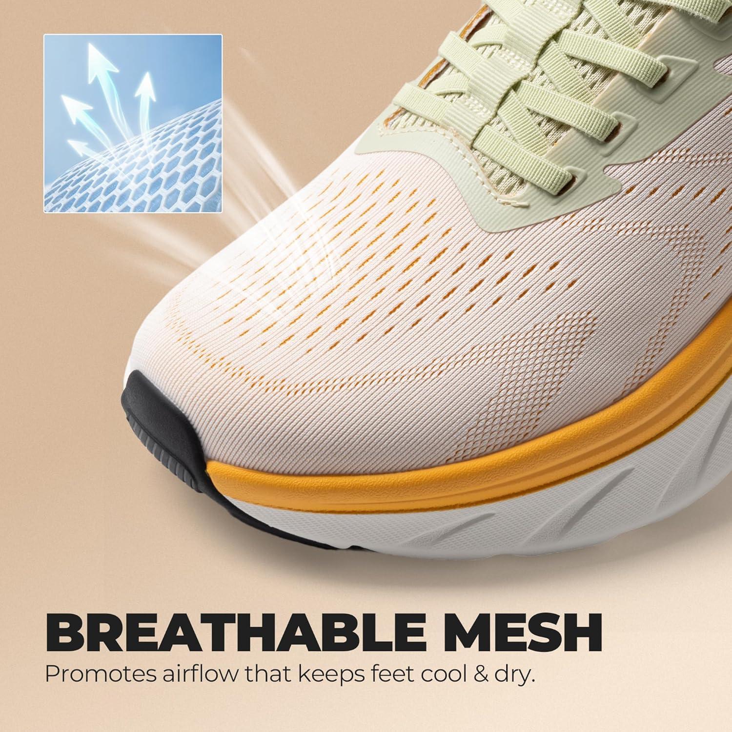 imageMens Slip On Stability Walking Running Shoes Hands Free Tennis NonSlip Comfortable Workout Gym Breathable Lightweight StediBase Fashion SneakersWhiteOrange