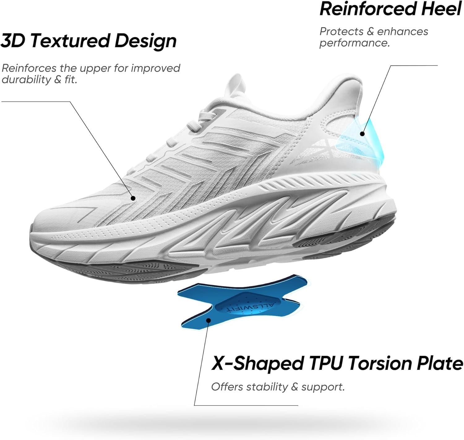 imageMens Slip On Walking Shoes Running Comfortable Tennis Breathable Non Slip Athletic Gym Workout Cross Training Fashion SneakersWhite