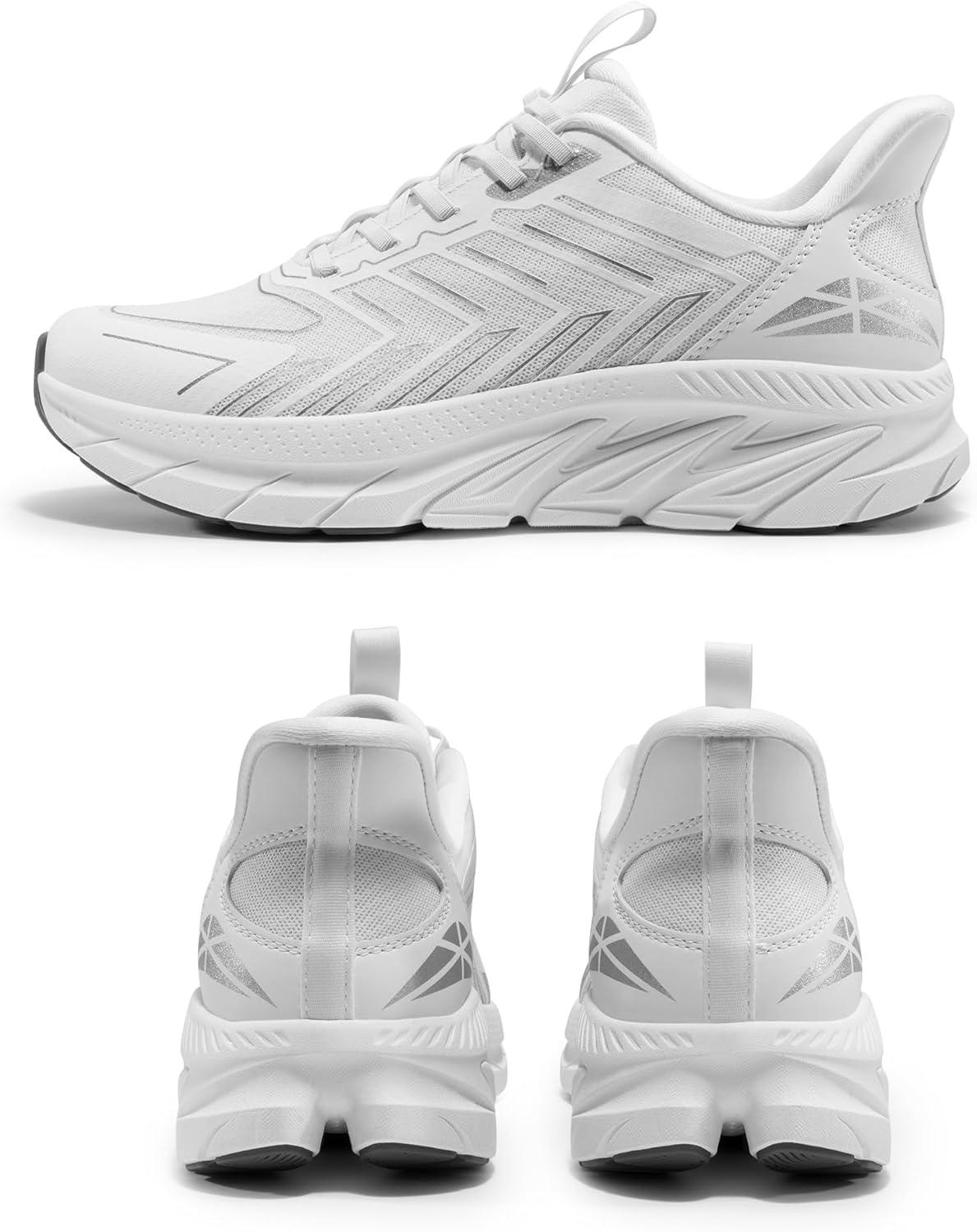 imageMens Slip On Walking Shoes Running Comfortable Tennis Breathable Non Slip Athletic Gym Workout Cross Training Fashion SneakersWhite