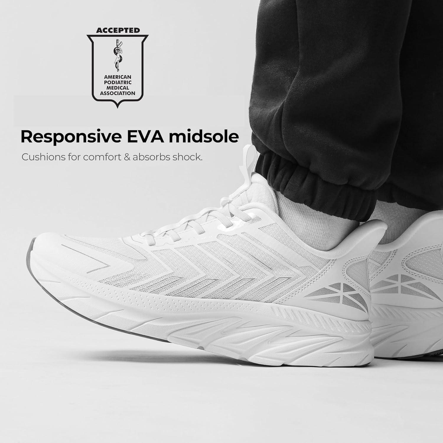 imageMens Slip On Walking Shoes Running Comfortable Tennis Breathable Non Slip Athletic Gym Workout Cross Training Fashion SneakersWhite