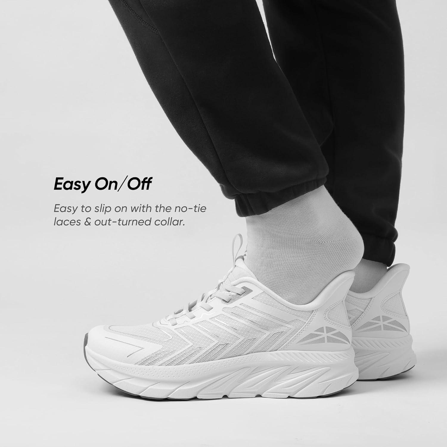 imageMens Slip On Walking Shoes Running Comfortable Tennis Breathable Non Slip Athletic Gym Workout Cross Training Fashion SneakersWhite