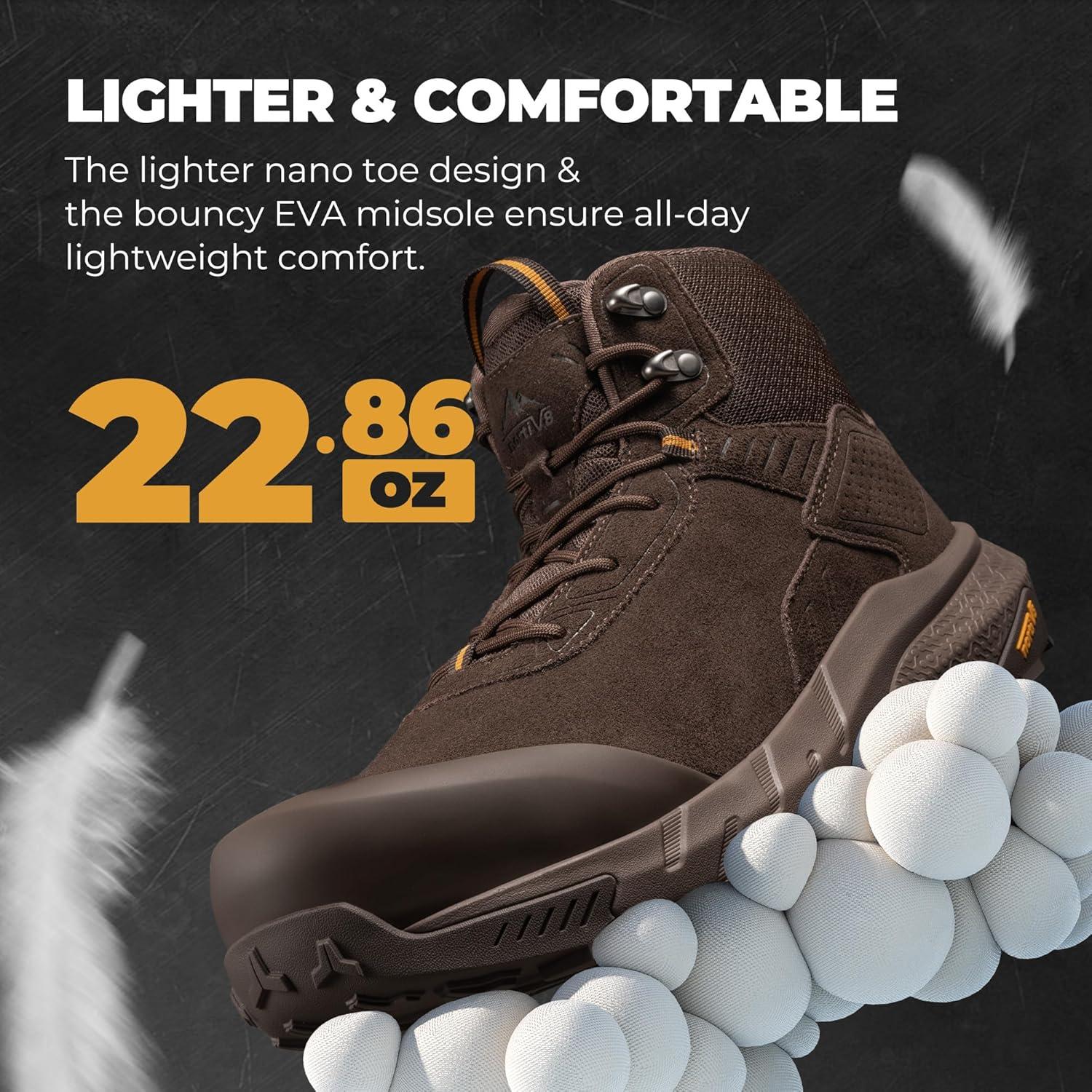 imageNORTIV 8 Composite Toe Boots for Men Waterproof Lightweight NonSlip ASTM F241224 ampamp ASTM F291324 Safety Work Boots for Warehouse ampamp Construction VaporGuardNanoAll Brown