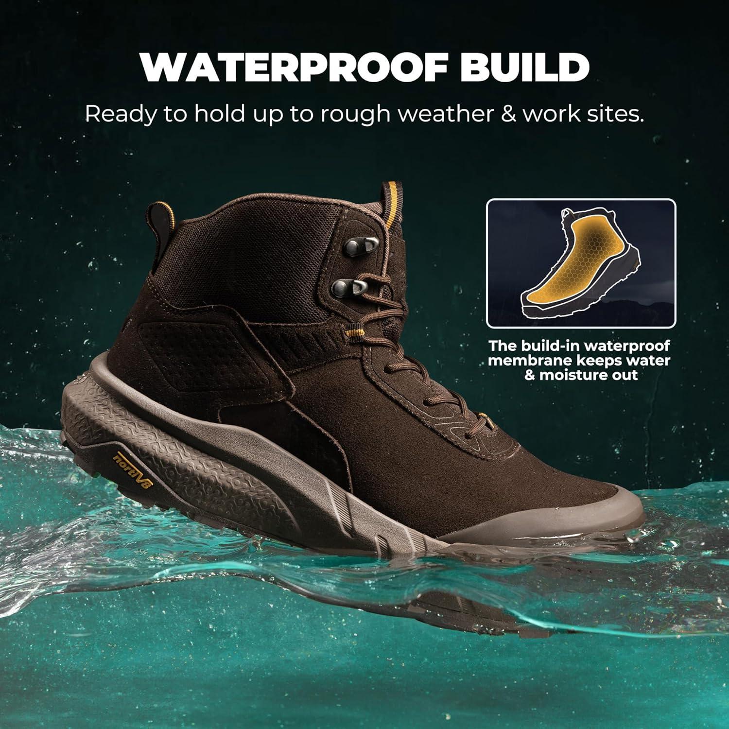 imageNORTIV 8 Composite Toe Boots for Men Waterproof Lightweight NonSlip ASTM F241224 ampamp ASTM F291324 Safety Work Boots for Warehouse ampamp Construction VaporGuardNanoAll Brown