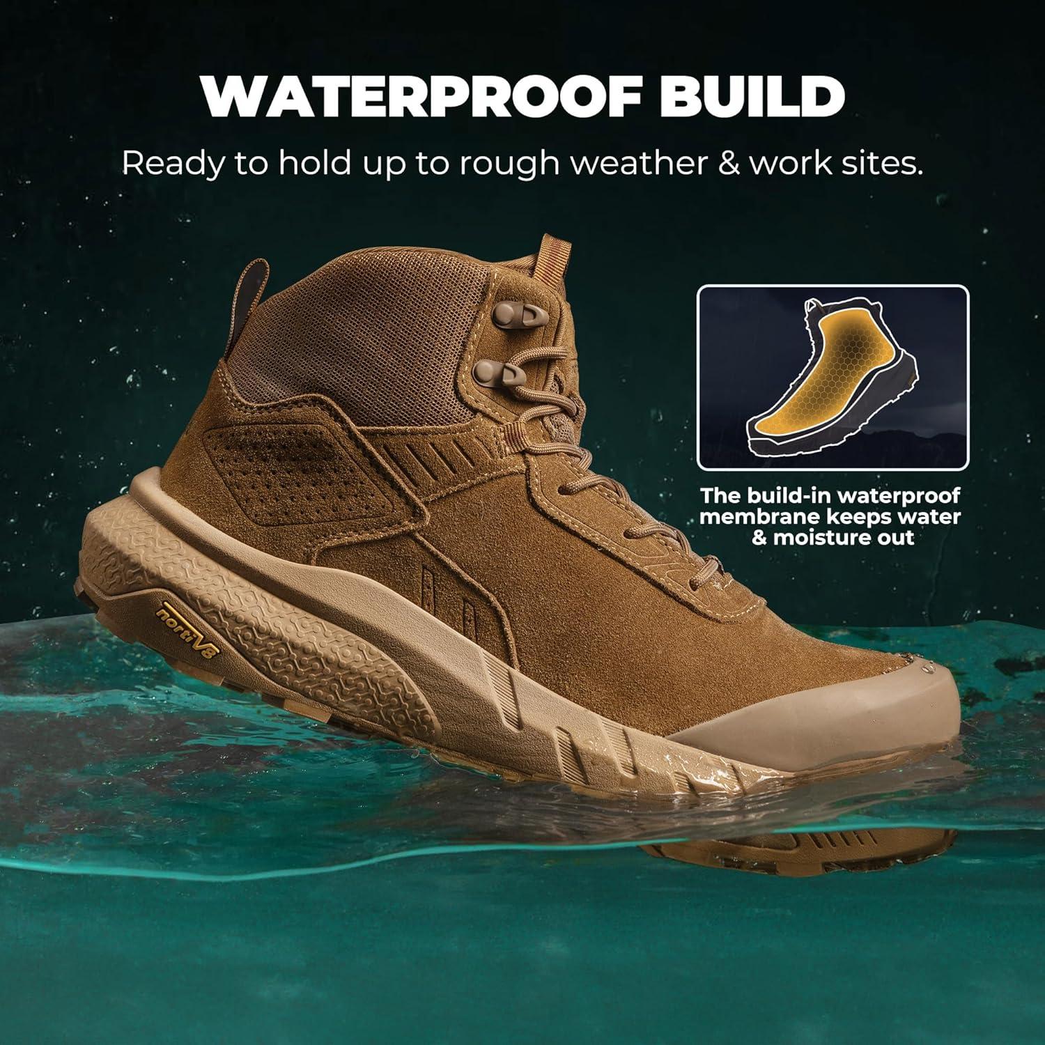 imageNORTIV 8 Composite Toe Boots for Men Waterproof Lightweight NonSlip ASTM F241224 ampamp ASTM F291324 Safety Work Boots for Warehouse ampamp Construction VaporGuardNanoCoyote