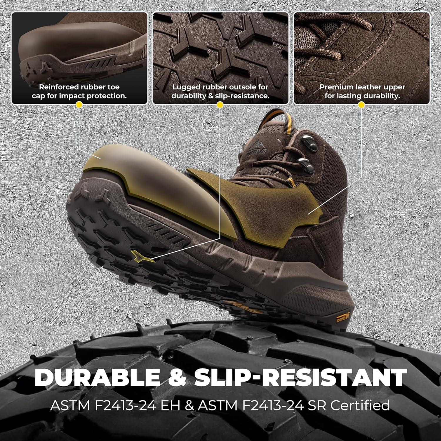 imageNORTIV 8 Composite Toe Boots for Men Waterproof Lightweight NonSlip ASTM F241224 ampamp ASTM F291324 Safety Work Boots for Warehouse ampamp Construction VaporGuardNanoAll Brown