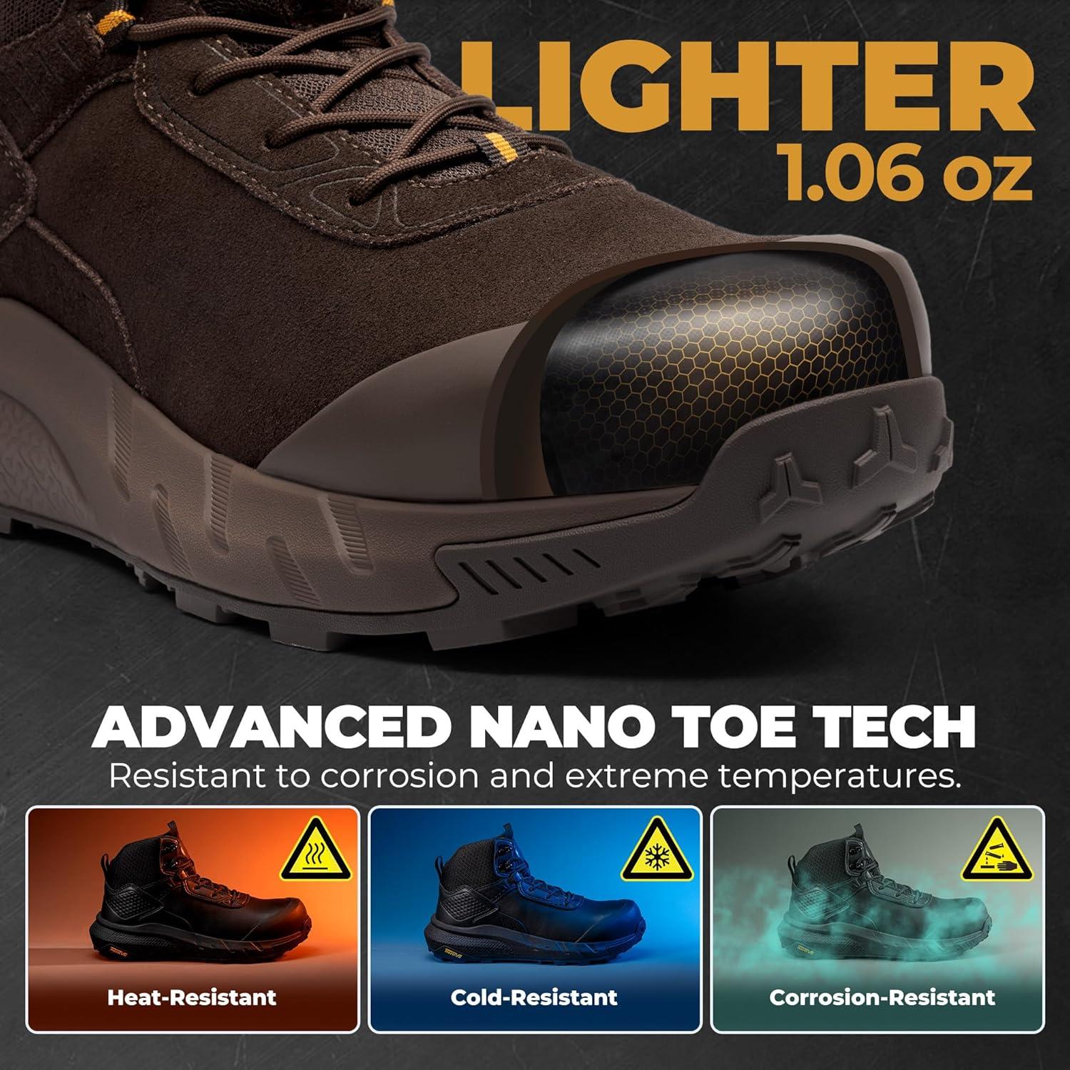 imageNORTIV 8 Composite Toe Boots for Men Waterproof Lightweight NonSlip ASTM F241224 ampamp ASTM F291324 Safety Work Boots for Warehouse ampamp Construction VaporGuardNanoAll Brown