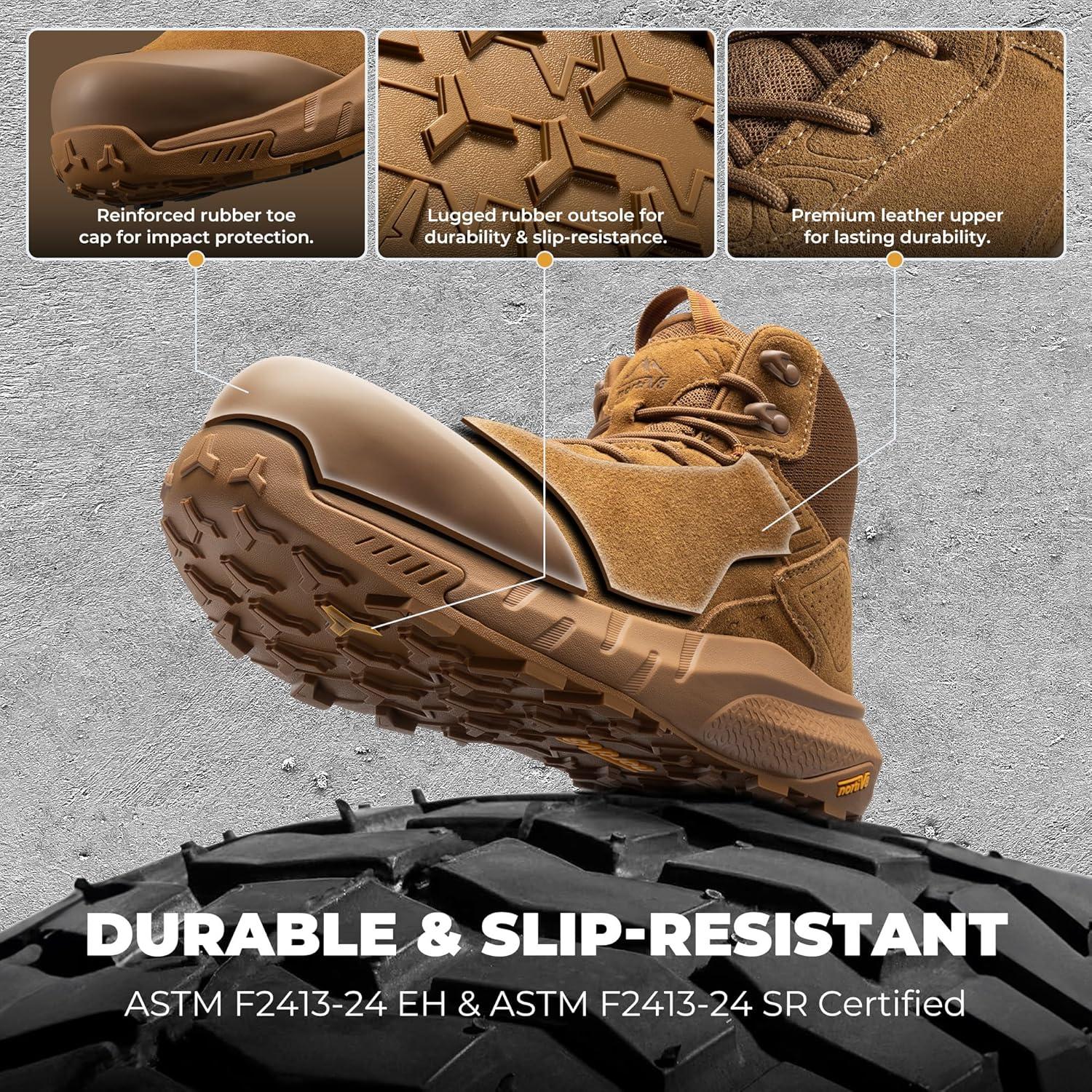 imageNORTIV 8 Composite Toe Boots for Men Waterproof Lightweight NonSlip ASTM F241224 ampamp ASTM F291324 Safety Work Boots for Warehouse ampamp Construction VaporGuardNanoCoyote