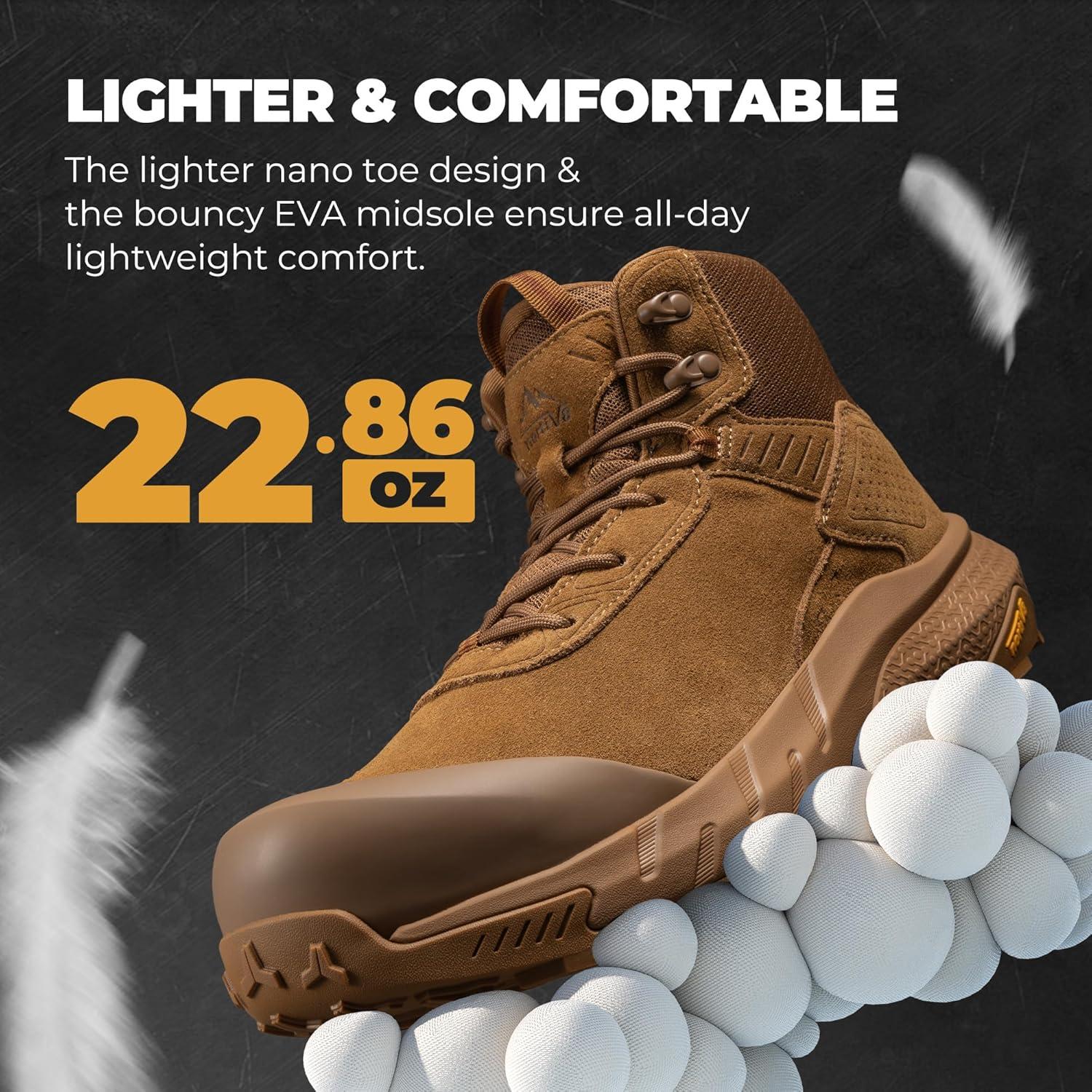 imageNORTIV 8 Composite Toe Boots for Men Waterproof Lightweight NonSlip ASTM F241224 ampamp ASTM F291324 Safety Work Boots for Warehouse ampamp Construction VaporGuardNanoCoyote