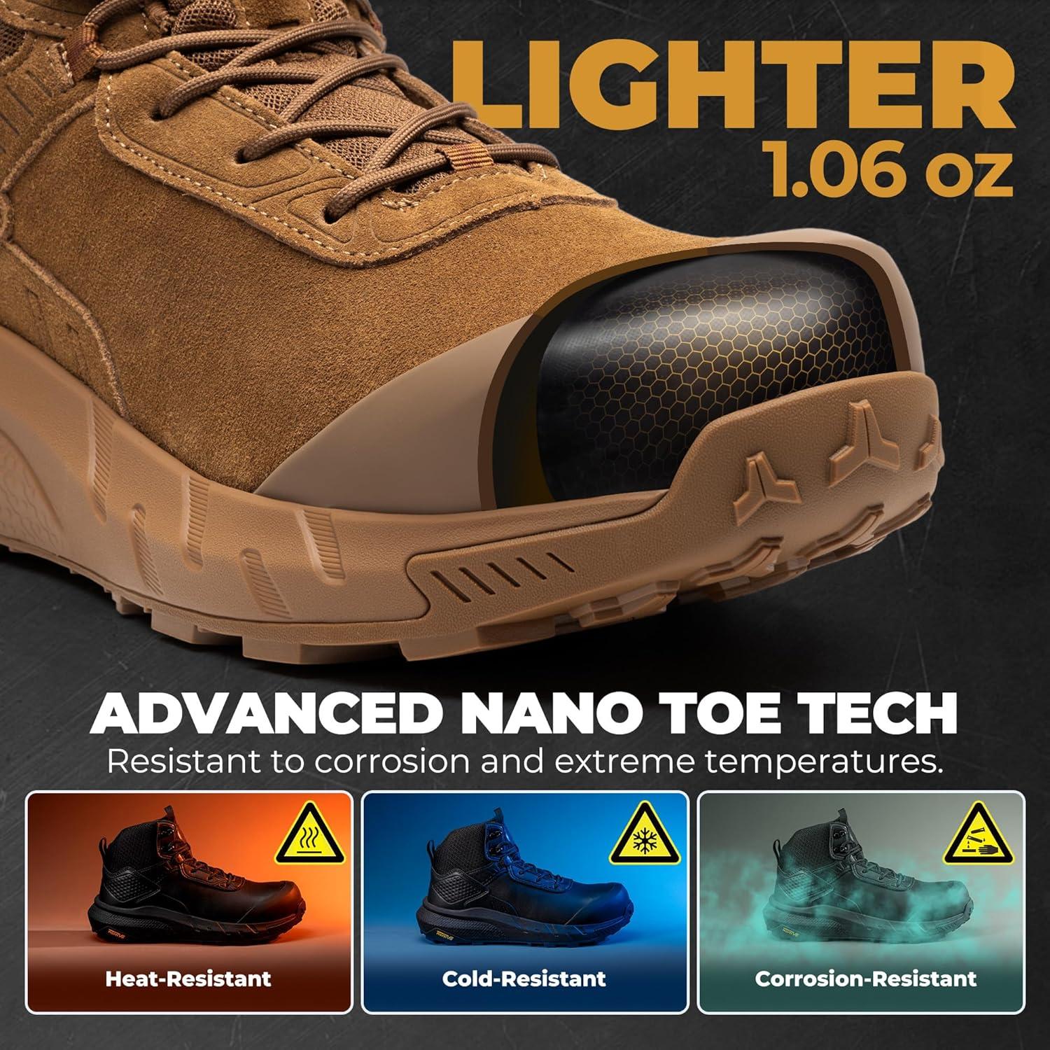 imageNORTIV 8 Composite Toe Boots for Men Waterproof Lightweight NonSlip ASTM F241224 ampamp ASTM F291324 Safety Work Boots for Warehouse ampamp Construction VaporGuardNanoCoyote